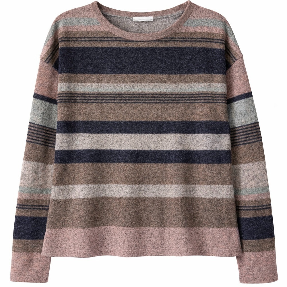 The Medium Company Striped Soft Knit Sweater 1XL Oversized Cozy Neutral Pullover